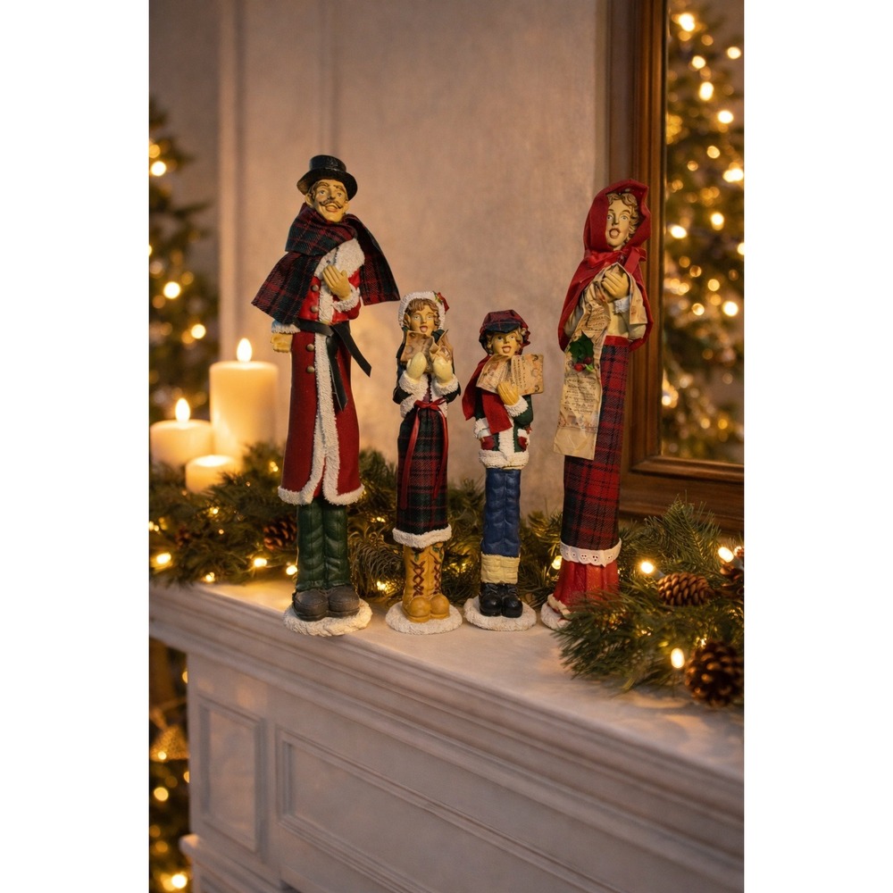 Vintage Victorian Christmas Carolers Set 4 22" Tall Resin‎ Holiday Figurines